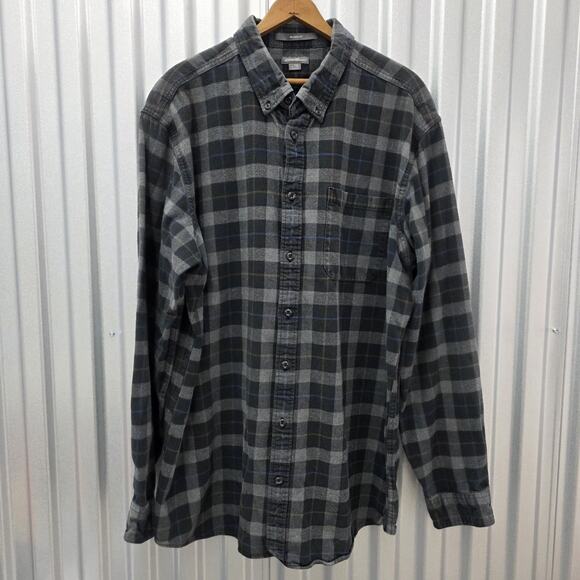 Eddie Bauer Shacket Men's XLT Grey Plaid Button Up Shirt Jacket Flannel Cotton - Picture 1 of 7